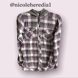 Hoodie Button-Up Flannel Shirt